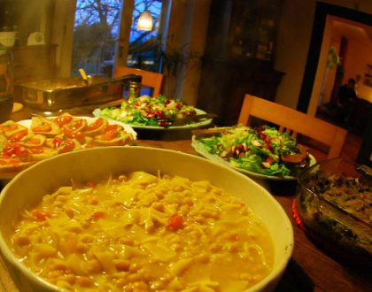 Chickpeas with pasta soup