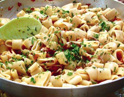 Pasta with fresh calamari