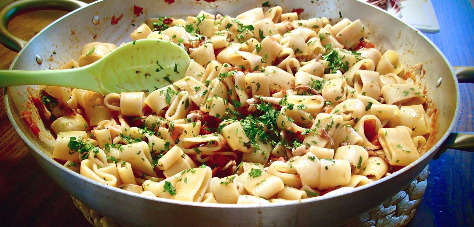 Pasta with fresh calamari