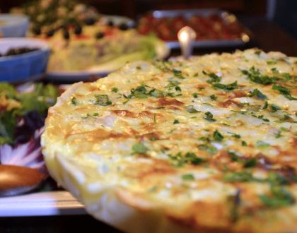 Salted dried codfish quiche