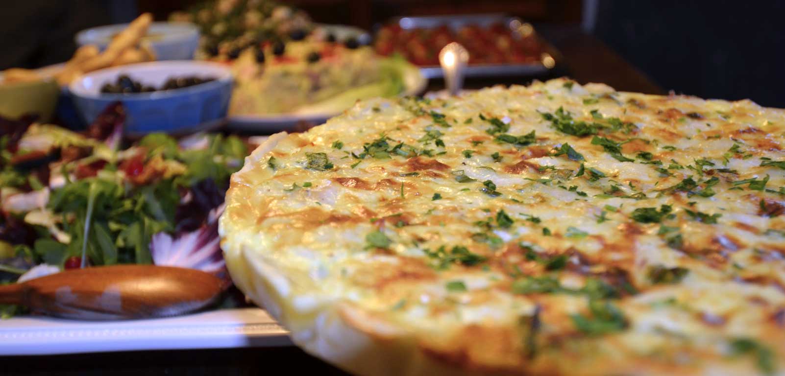 Salted dried codfish quiche