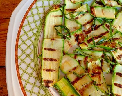 Grilled zucchini salad with fresh herbs