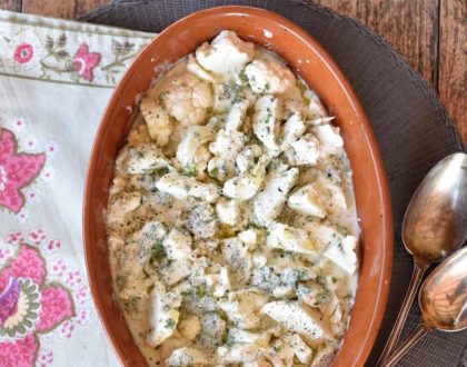 Baked Cauliflower with Caper Sauce & Winter Salad Class