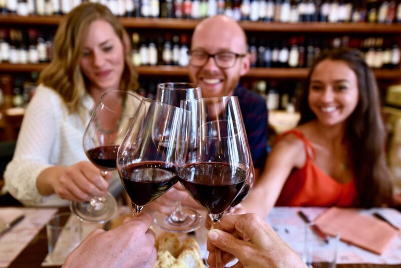 Tasting Sassicaia wine in local restaurant in Bolgheri Tuscany