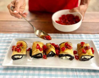 Eggplant Rolls with Ricotta, antipasto